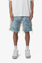 Pantalones Cortos de Jean Deshilachados - Azul