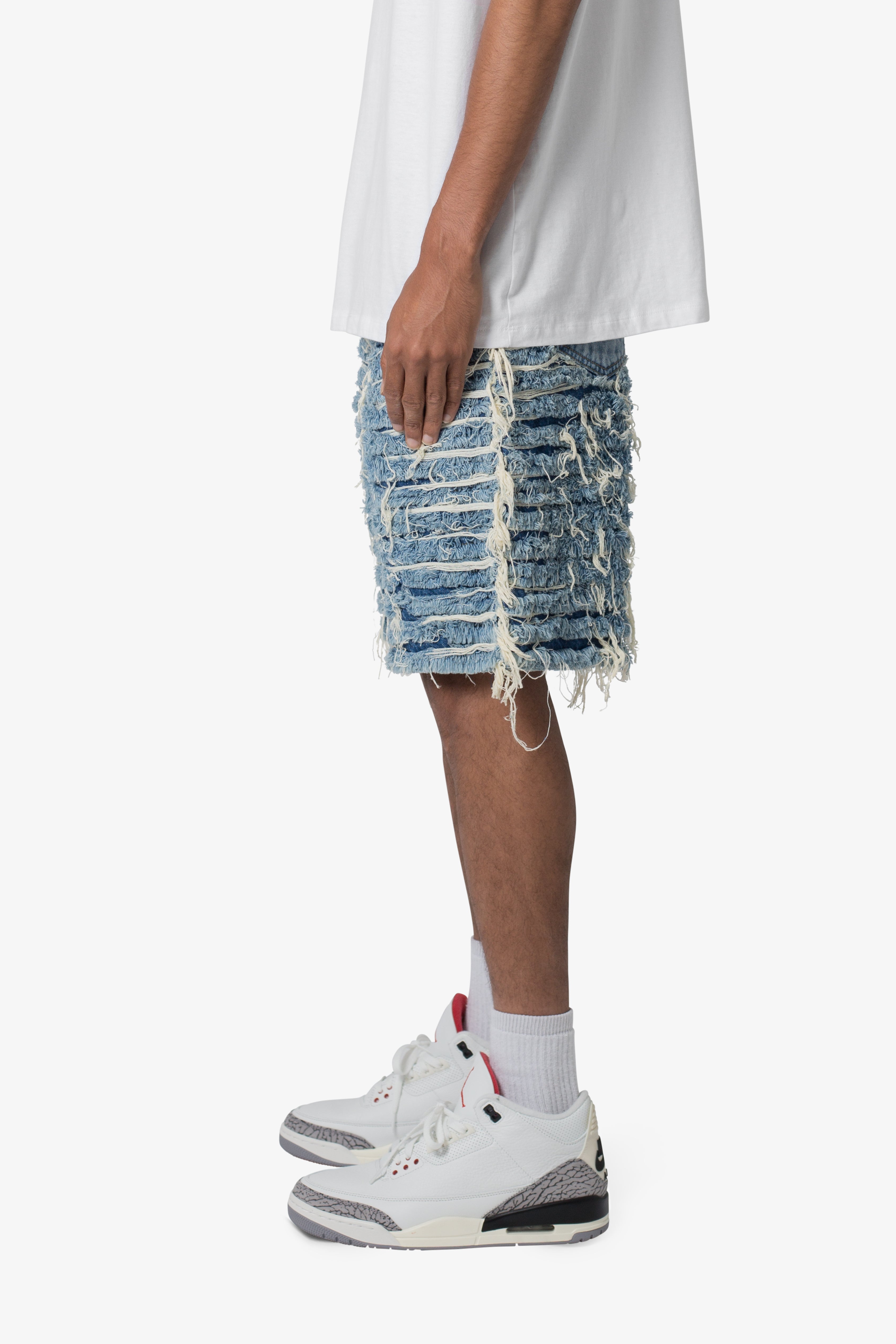 Pantalones Cortos de Jean Deshilachados - Azul