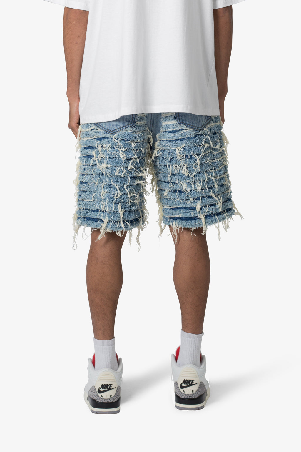 Pantalones Cortos de Jean Deshilachados - Azul