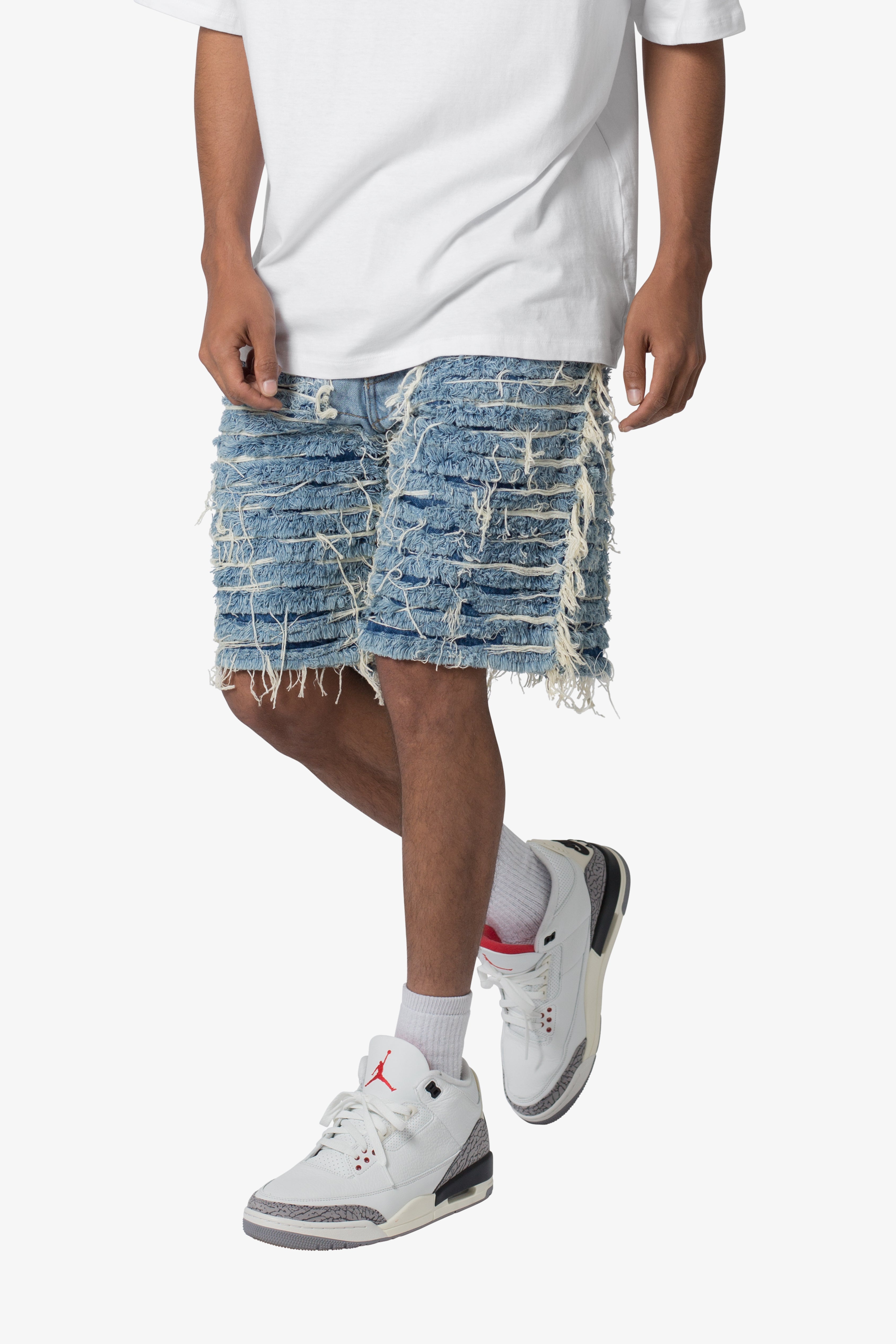 Pantalones Cortos de Jean Deshilachados - Azul