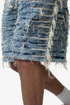 Pantalones Cortos de Jean Deshilachados - Azul