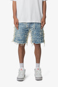 Pantalones Cortos de Jean Deshilachados - Azul
