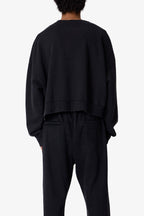 Sudadera Cuello Redondo Recortada - Negro Lavado
