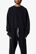 Sudadera Cuello Redondo Recortada - Negro Lavado
