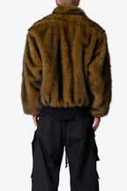 Sudadera Cortada con Cremallera Piel - Marrón