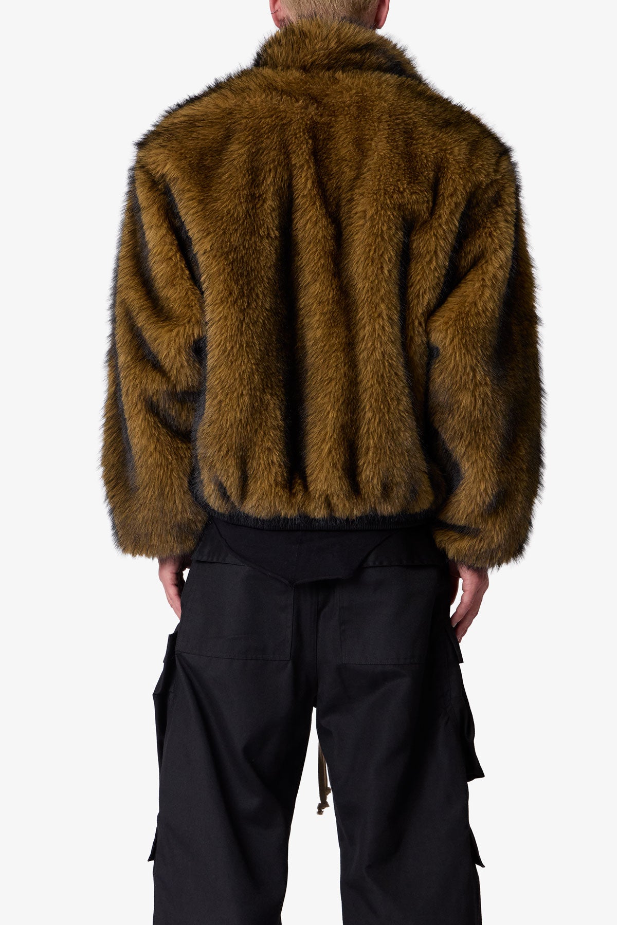 Sudadera Cortada con Cremallera Piel - Marrón