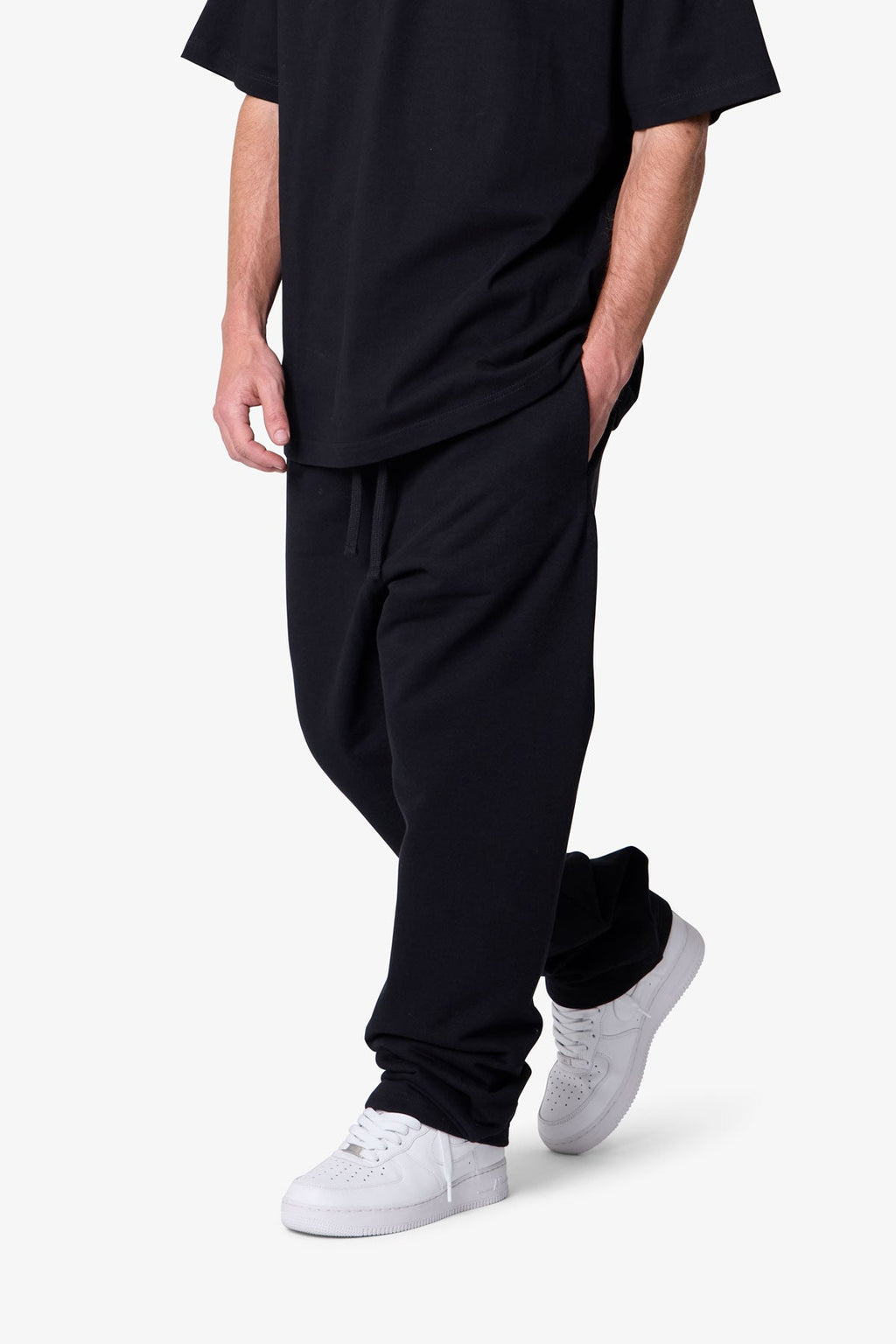 Pantalón de Franela Básico Pesado Holgado - Negro