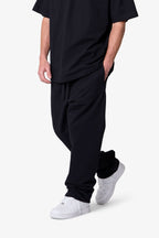 Pantalón de Franela Básico Pesado Holgado - Negro