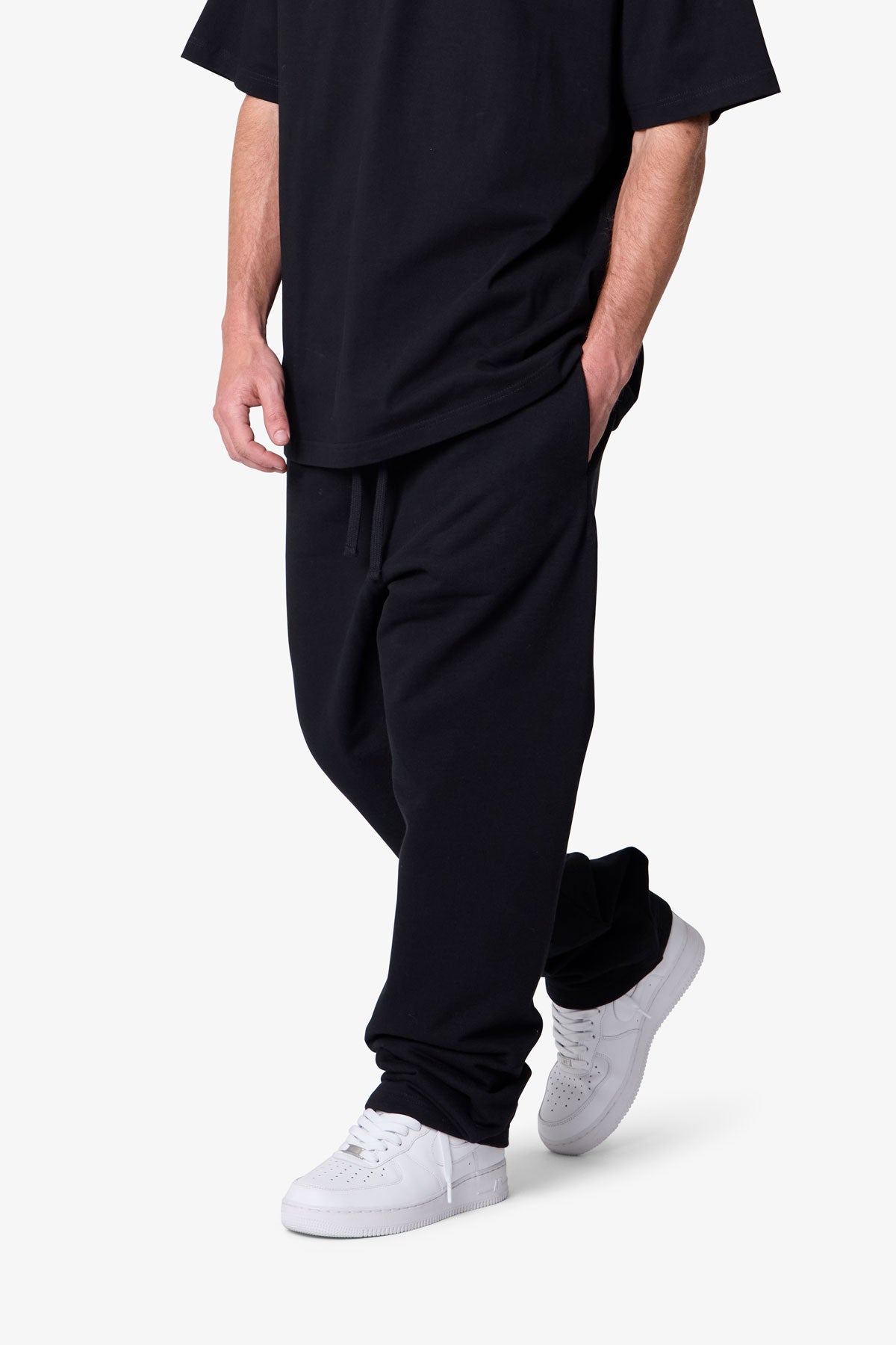 Pantalón de Franela Básico Pesado Holgado - Negro