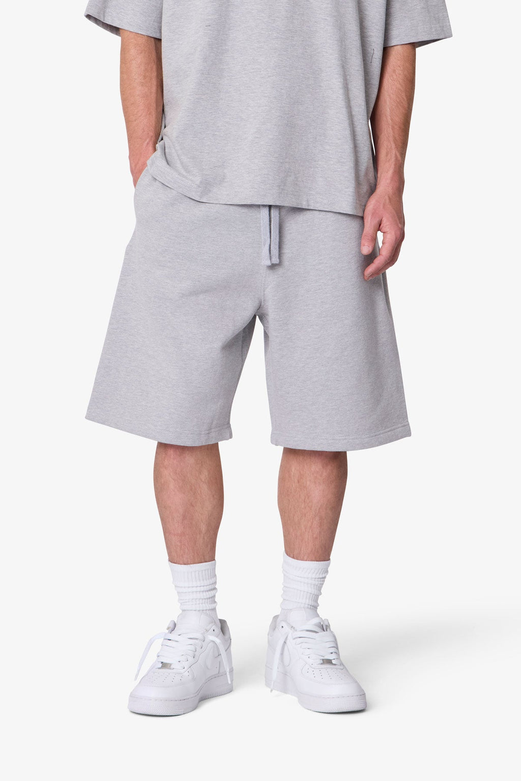 Shorts Deportivos Básicos Heavy - Gris Mezclado