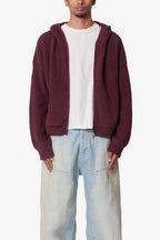 Hoodie Tejido con Zipper - Vino Burdeos