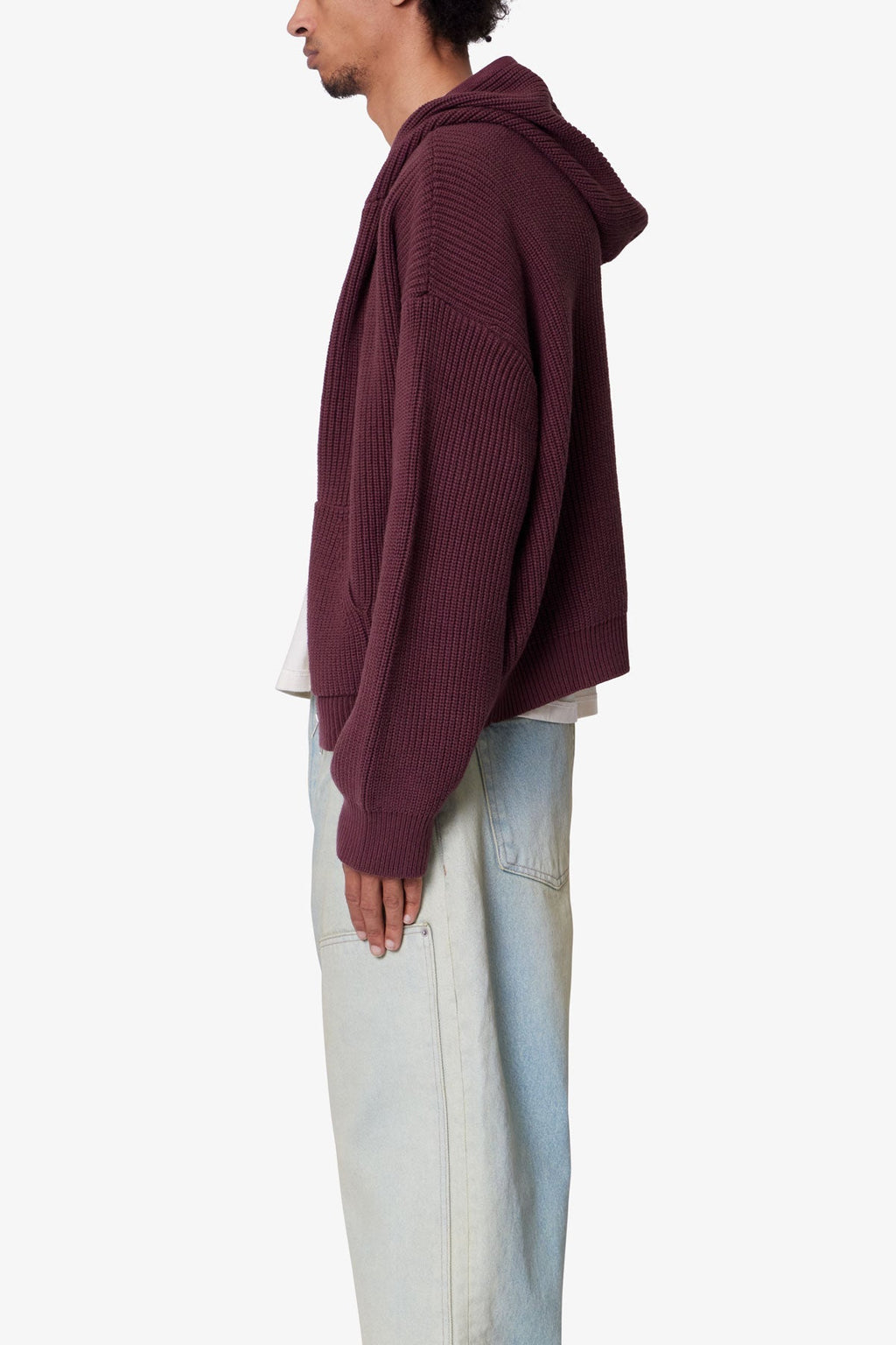 Hoodie Tejido con Zipper - Vino Burdeos
