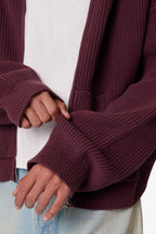 Hoodie Tejido con Zipper - Vino Burdeos