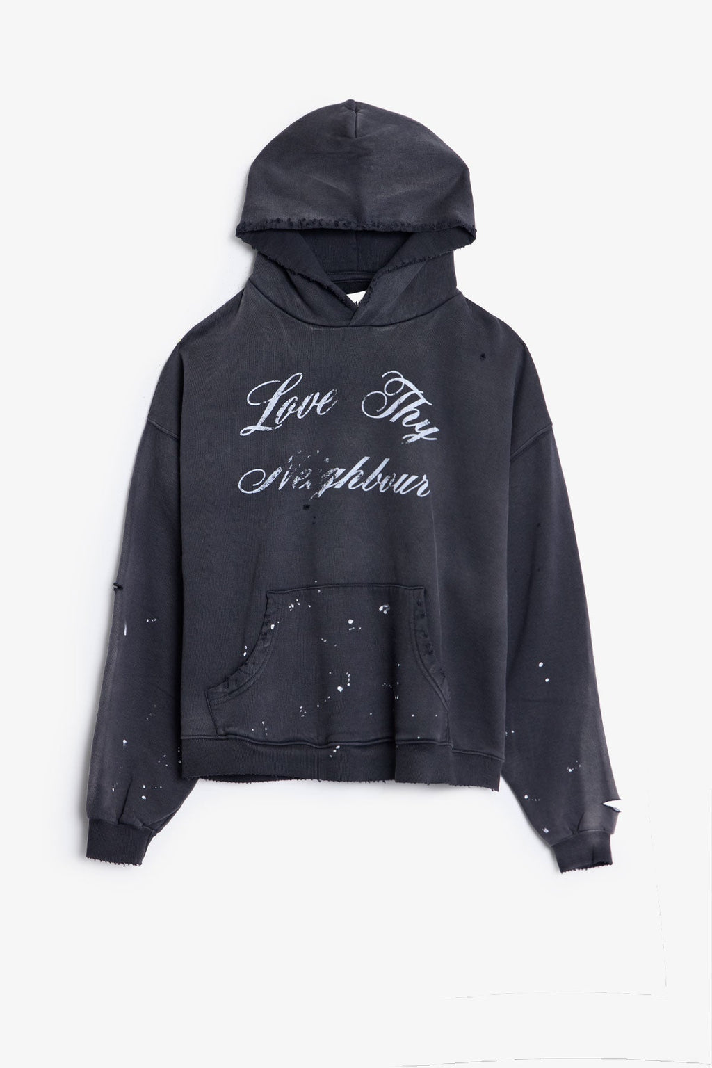 Hoodie Love Thy Neighbour "Ama a tu Prójimo" - Negro Lavado