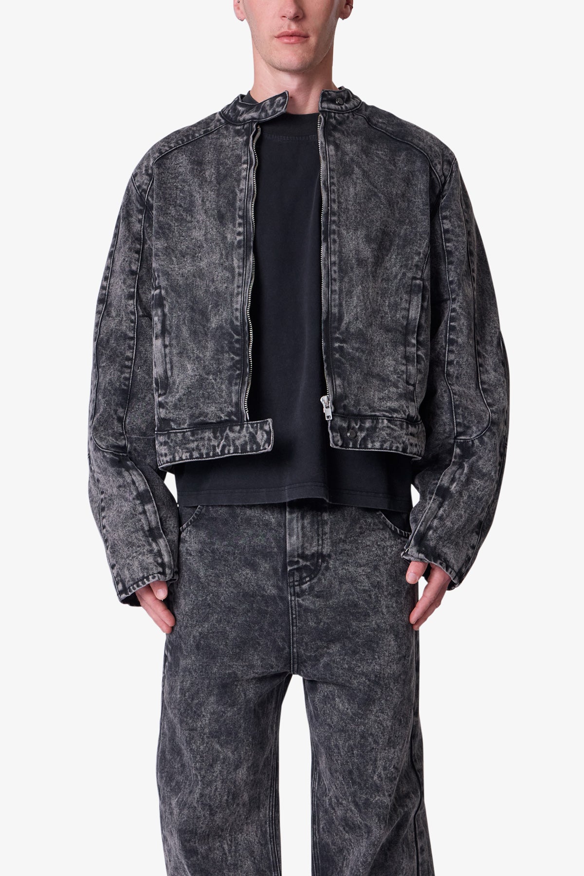 Chaqueta Denim con Estilo Motociclista - Negro Vintage