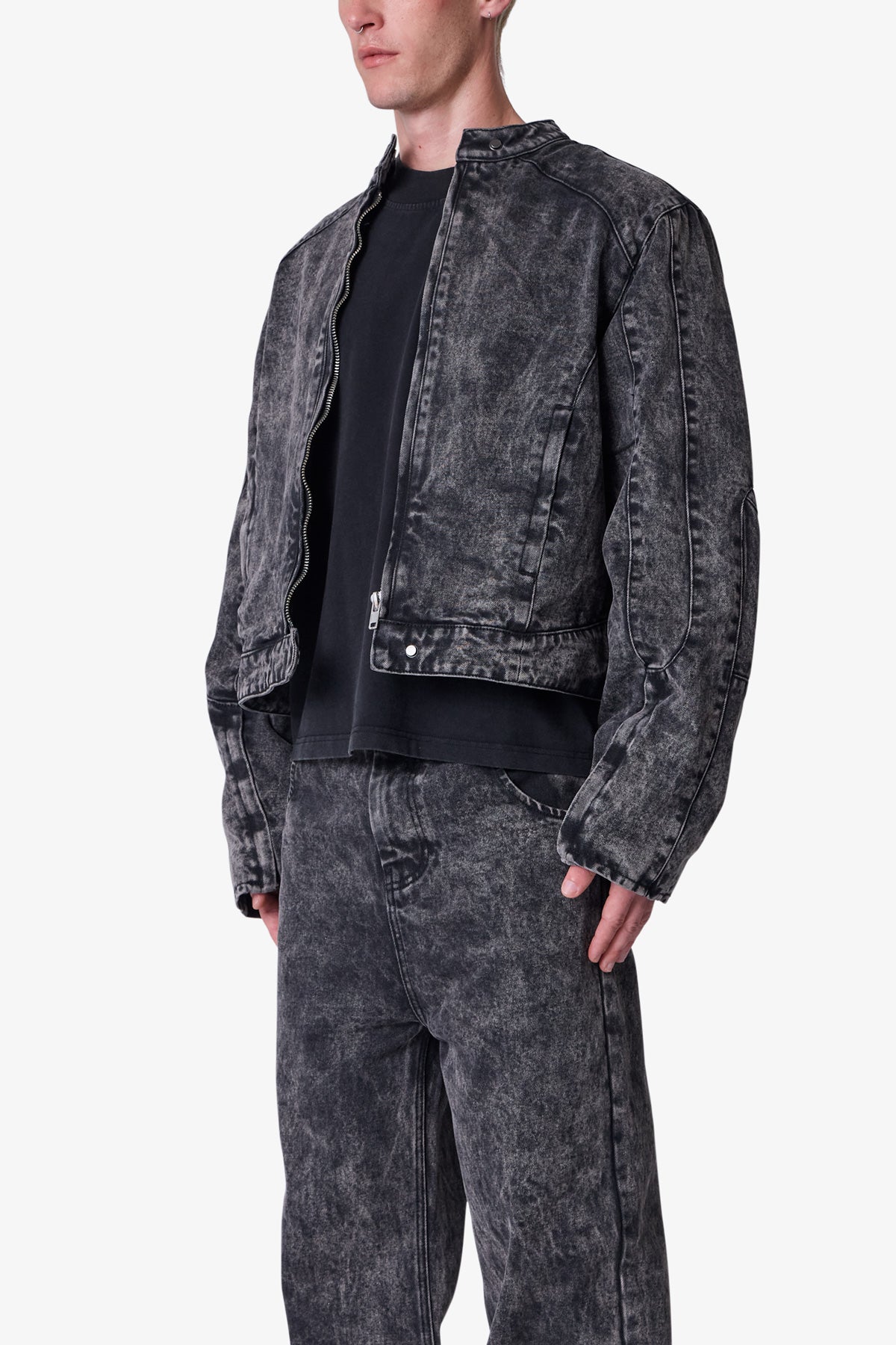 Chaqueta Denim con Estilo Motociclista - Negro Vintage