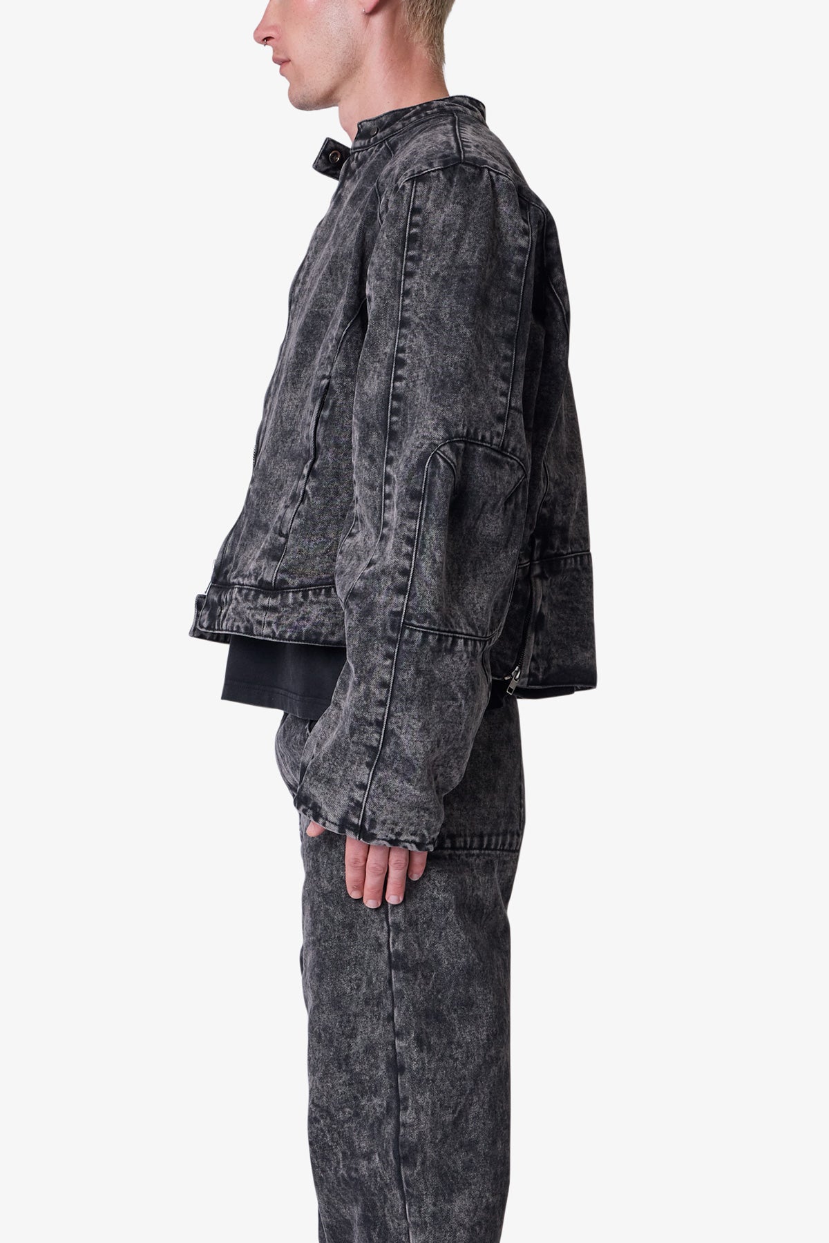 Chaqueta Denim con Estilo Motociclista - Negro Vintage