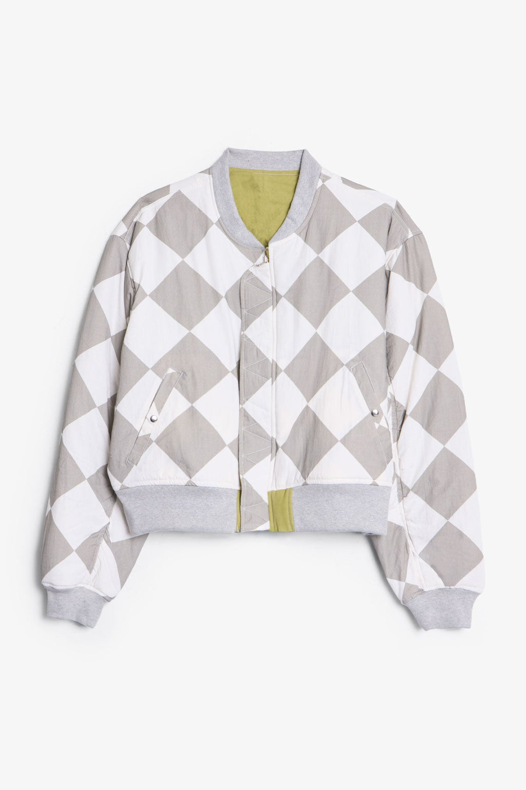 Chaqueta Bomber con Efecto Sobrelavado Reversible - Verde Oliva
