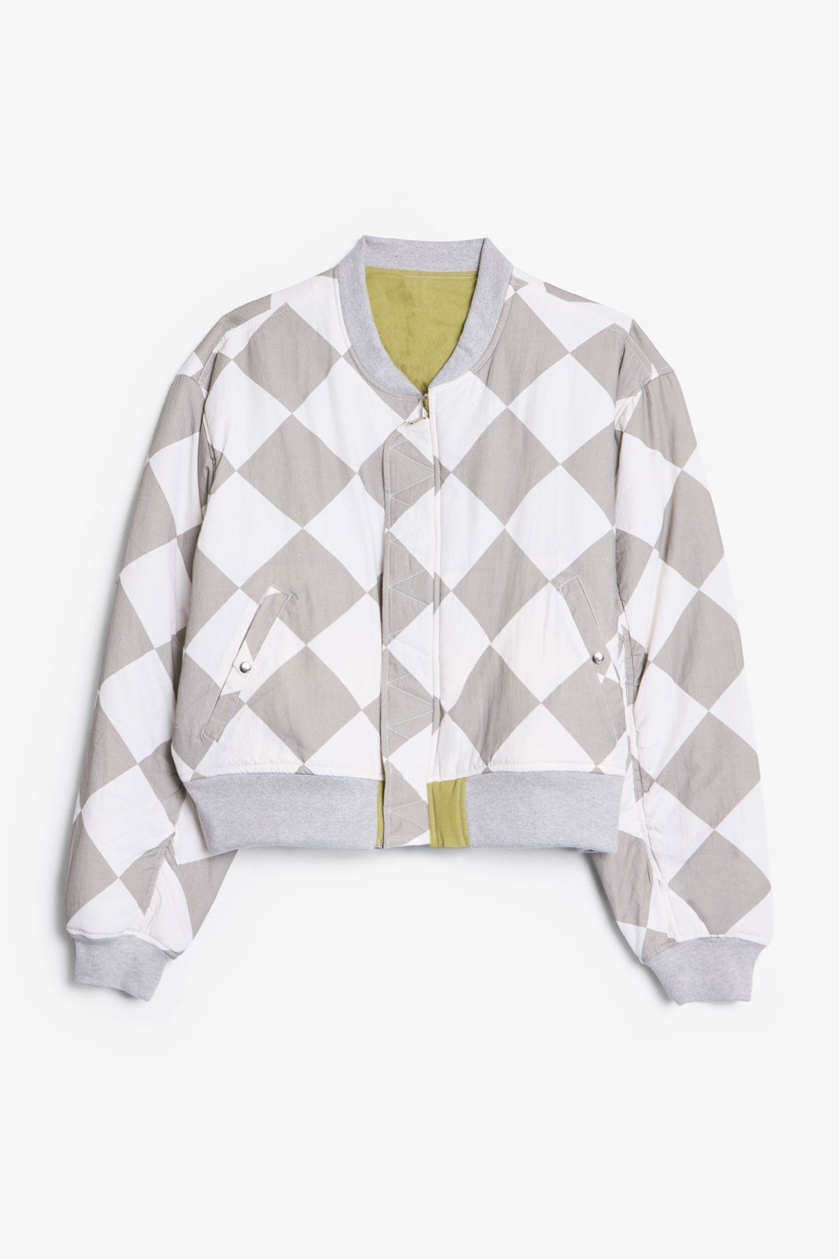 Chaqueta Bomber con Efecto Sobrelavado Reversible - Verde Oliva