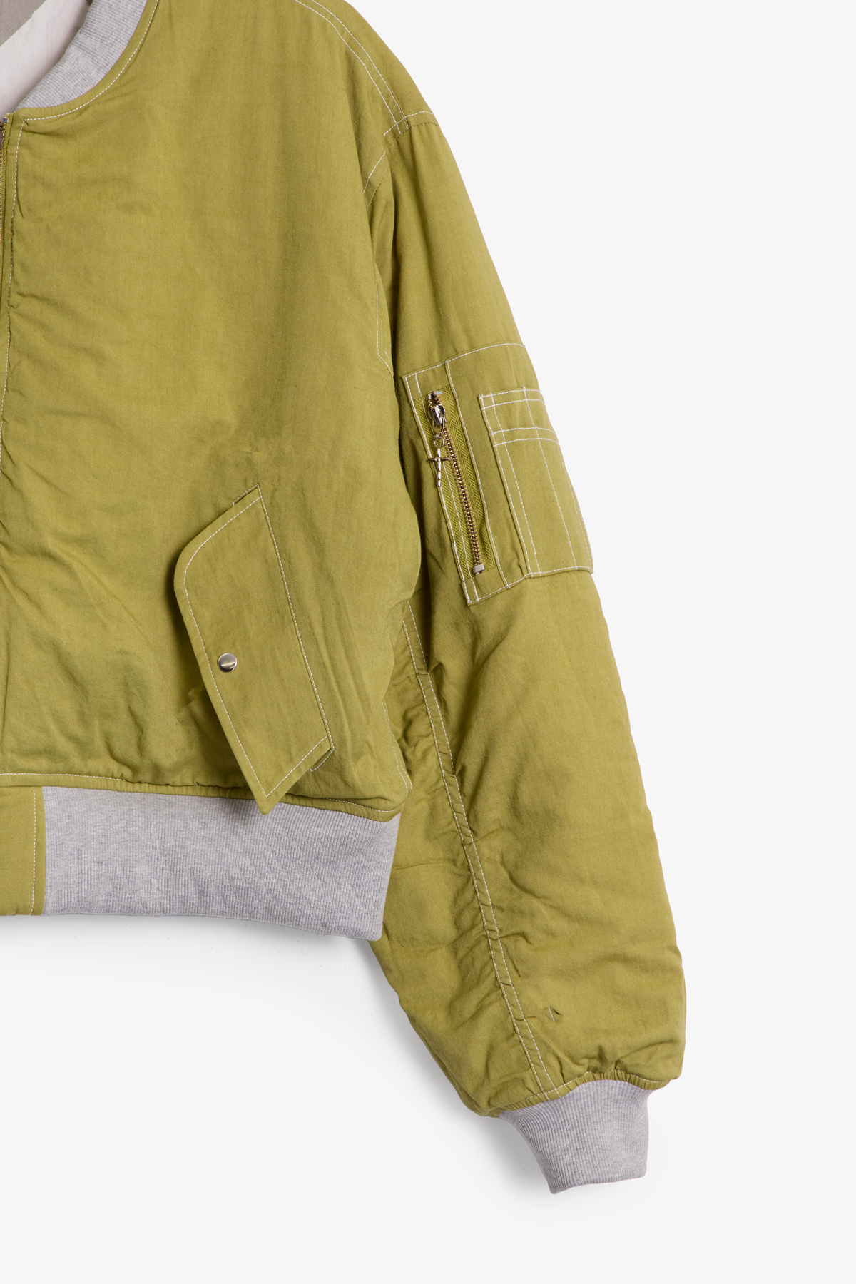 Chaqueta Bomber con Efecto Sobrelavado Reversible - Verde Oliva