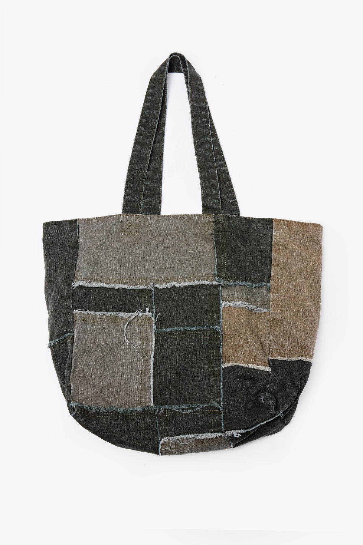 Bolsa Tote de Tela Reconstruida con Detalles - Oliva