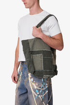 Bolsa Tote de Tela Reconstruida con Detalles - Oliva