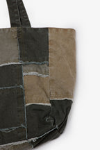 Bolsa Tote de Tela Reconstruida con Detalles - Oliva