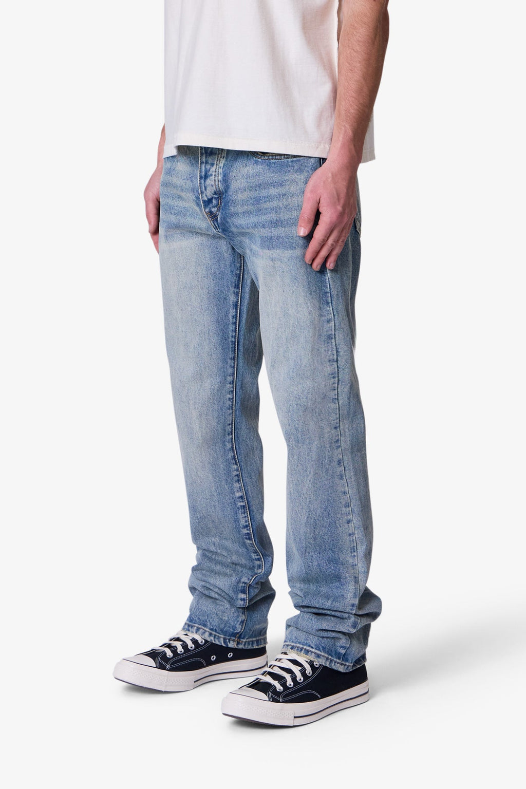 Pantalones Rectos de Denim - Azul Mediano