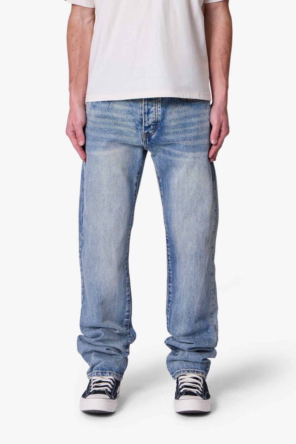 Pantalones Rectos de Denim - Azul Mediano